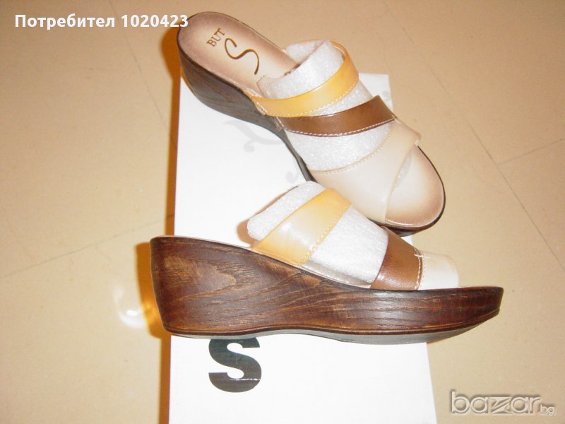 Намалявам!!!!!!!!!!!!!!Нови чехли на платформа естествена кожа 37 номер, снимка 1