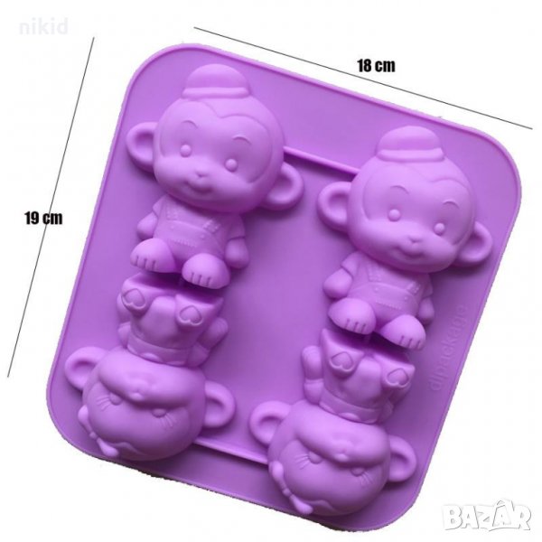 Маймунка Тошко Африкански и момиче  дълбок силиконов молд форма фондан декор торта мъфини сапун гипс, снимка 1