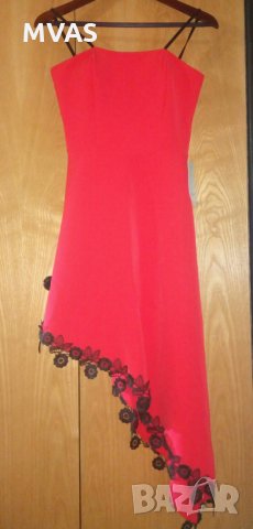 Чисто нова официална червена рокля с етикет S, снимка 4 - Рокли - 22521480