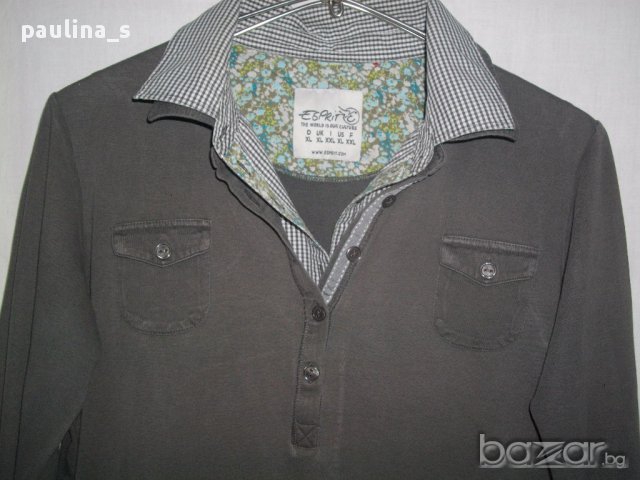 Дамска блуза "Esprit" с двойна яка / памучна блуза с избелващ ефект, снимка 3 - Блузи с дълъг ръкав и пуловери - 14016242