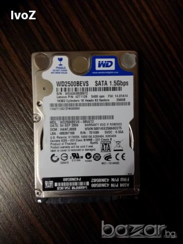 Продавам 2.5" HDD 500GB -40,60,80,120,250,320,500,750гб., снимка 6 - Твърди дискове - 13281434