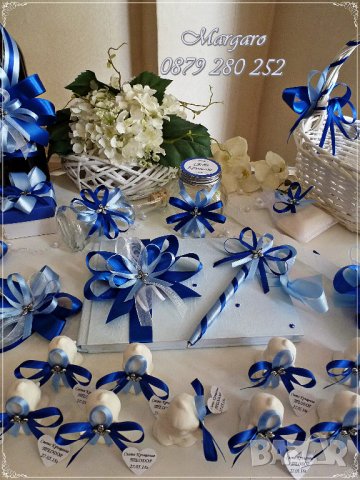 Аксесоари за кръщене и подаръчета в светло синьо и кралско синьо, снимка 3 - Подаръци за кръщене - 21764945
