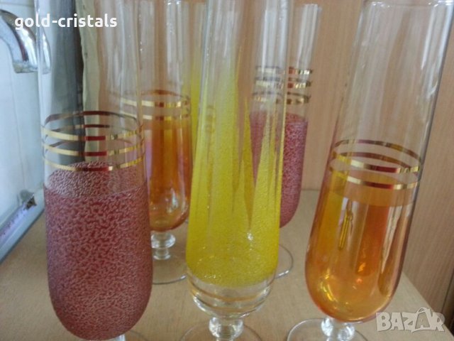 ретро стъклени цветни чаши , снимка 9 - Антикварни и старинни предмети - 25188609