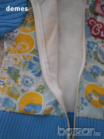 Жилетка с цип, нова, цвят тюркоаз, размер 4, снимка 3 - Детски пуловери и жилетки - 12495814