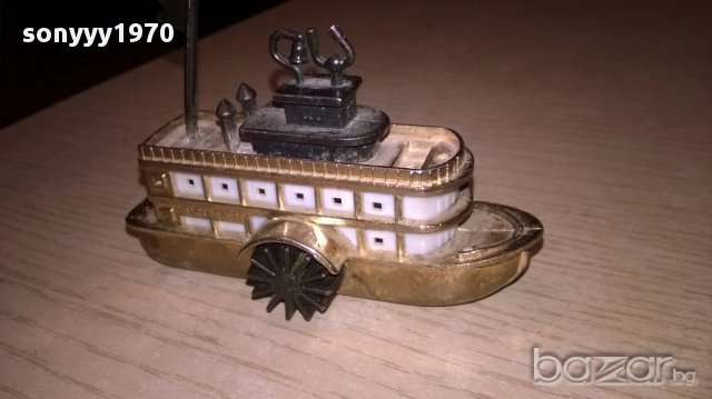 Мини ретро колекция-параход-бронз/месинг-9х6х4см-внос швеицария, снимка 8 - Антикварни и старинни предмети - 17469666