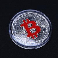 Биткойн / Bitcoin - Сребриста с червена буква , снимка 1 - Нумизматика и бонистика - 26071101
