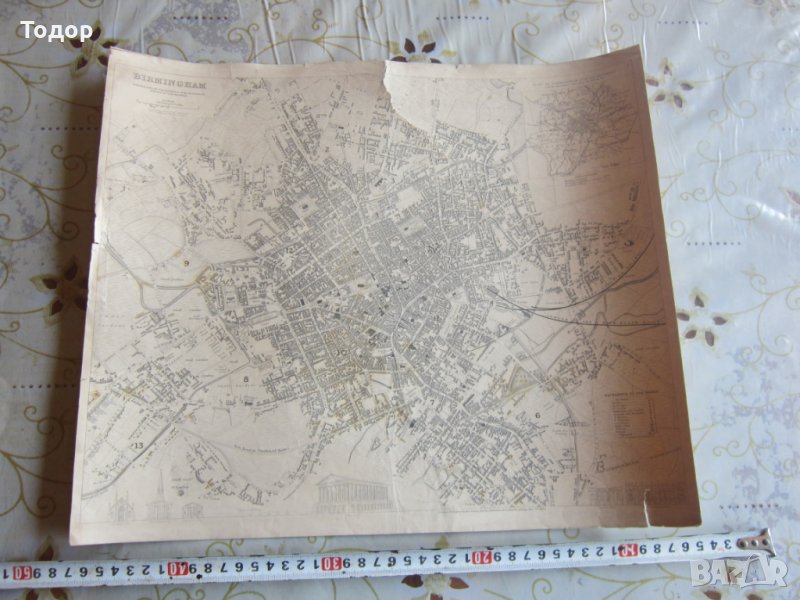 Стара карта Бирмингам 1839, снимка 1