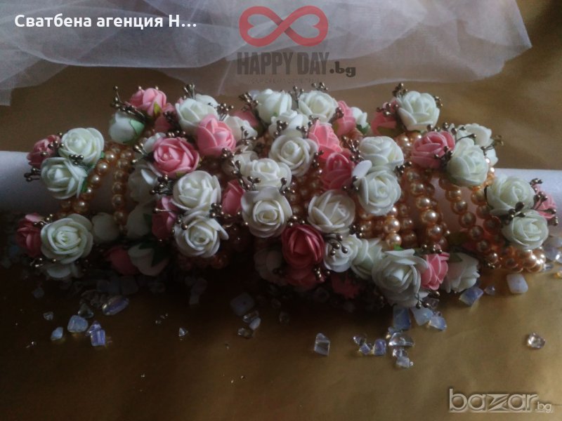 Сватбени бутониери - бутониера за ръка - гривна Ралица, снимка 1