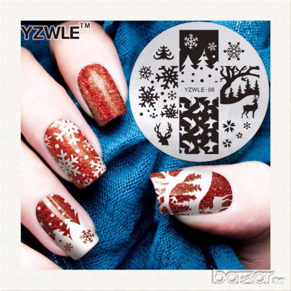 кръгъл Шаблон за щампа печати за нокти плочка коледен yzwle - 06, снимка 1