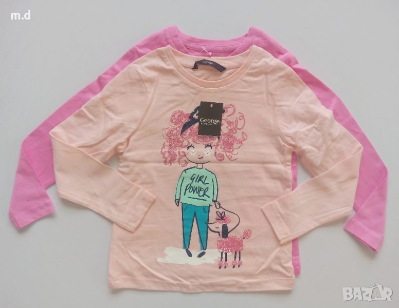 Комплект 2 бр блузи с дълъг ръкав George, размер 3-4 години, ръст 104 см, снимка 1