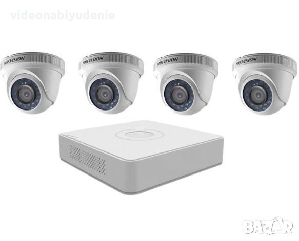 Комплект за Видеонаблюдение с 4 HD вътрешни камери + Hikvision 7104HGHI-F1 1080P lite Видеорекордер, снимка 1