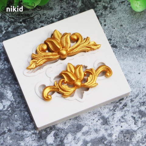 ОР13 2 Орнамента цвете тип Лотос Лотус силиконов молд форма за декорация и украса торта фондан шоко