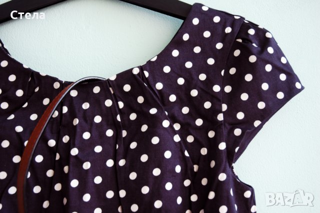 VERO MODA елегантна дамска рокля, нова, с етикет, тъмно синя, на бели точки, снимка 9 - Рокли - 23043781