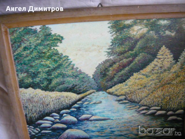 Маслена картина Христо Тодоров Янков Край Вършещ 1989, снимка 6 - Картини - 16741513