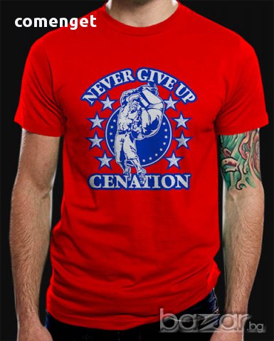 WWE! Мъжки кеч тениски на Джон Сина / John Cena NEVER GIVE UP! Поръчай модел с твоя снимка!, снимка 1 - Тениски - 12245289