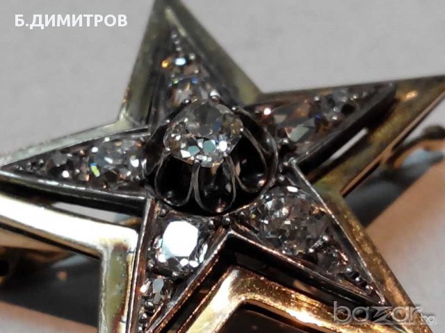 Старинна златна брошка,висулка с диаманти