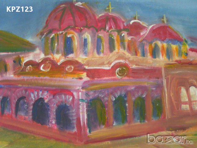 Картина на църква, ( маслени бои, картон ), снимка 2 - Картини - 14559407