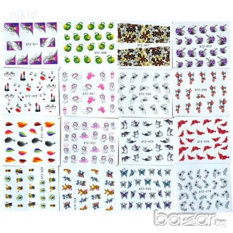 STZ 001-040 40 бр микс животни и цветя слайдер ваденки водни стикери за нокти маникюр, снимка 4 - Продукти за маникюр - 20610097