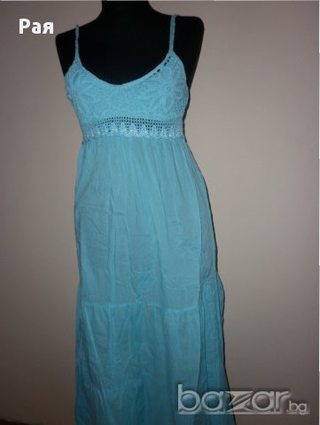 Синя дълга  рокля 100 % памук , снимка 4 - Рокли - 15873065