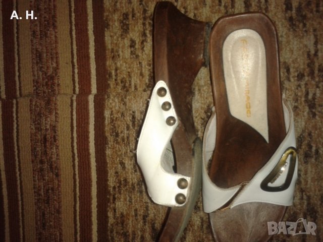 Дамски чехли естествена кожа с ток, снимка 3 - Чехли - 25145910