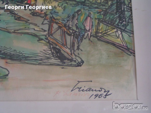 Картина смесена техника туш акварел на П.Лазаров, снимка 3 - Картини - 12657871