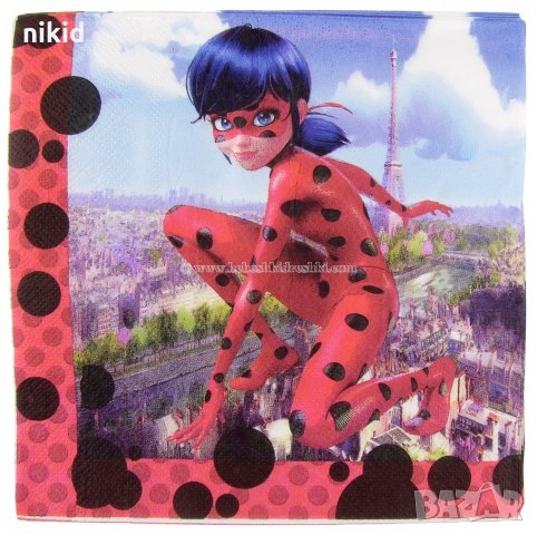 Калинката miraculous ladybug 10 парти салфетки рожден ден, снимка 2 - Други - 22123238