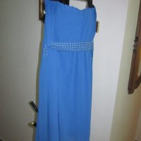 Синя копринена рокля - италианска, снимка 2 - Рокли - 19070063