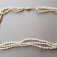 Старинен ръчно изработен гердан речни перли и сребро позлата, снимка 1 - Колиета, медальони, синджири - 21375337