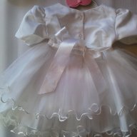 Бяла Детска рокля с къс ръкав , пола с тюл и шапка , официална, цвят-бял, снимка 7 - Бебешки рокли - 11522020