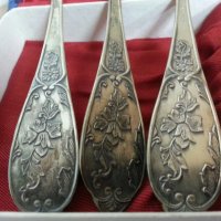 Руски посребрени лъжици , снимка 1 - Антикварни и старинни предмети - 22806744