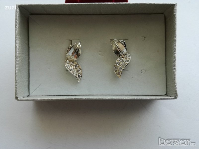 Сребърни обеци с цирконий - сребро проба 925, снимка 1