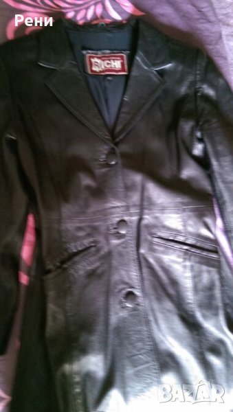 Черно, не много дълго манто от естествена кожа с два джоба!, снимка 1