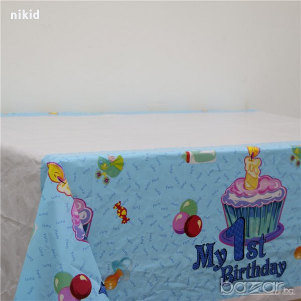 1-ви Рожден ден Момче найлонова покривка за парти рожден ден, снимка 1