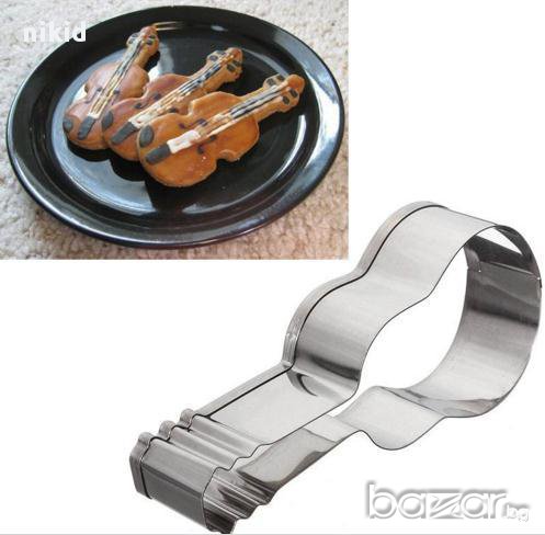 Цигулка метална форма резец украса бисквитки фондан, снимка 1