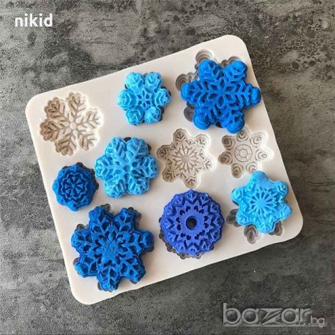 10 вида снежинки снежинка силиконов молд форма декорация торта фондан мъфини шоколад