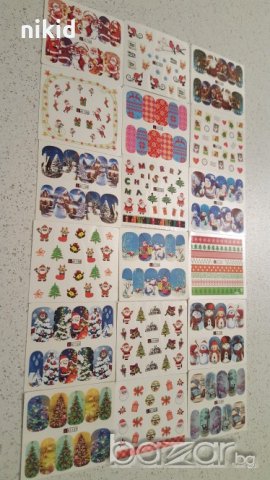 Коледни 48 бр слайдер ваденки A1129-1176 водни стикери за нокти маникюр, снимка 6 - Продукти за маникюр - 20610082