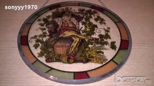 ПОРЪЧАН-gambrinus 34см-витраж-ретро колекция-внос швеицария, снимка 9 - Колекции - 19884346
