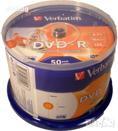 DVD-R 4.7GB full face printable Verbatim - празни дискове 