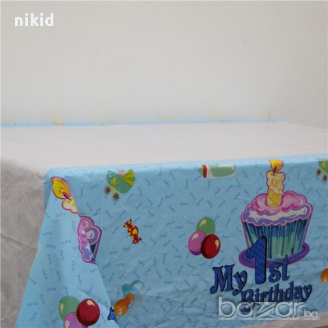 1-ви Рожден ден Момче найлонова покривка за парти рожден ден