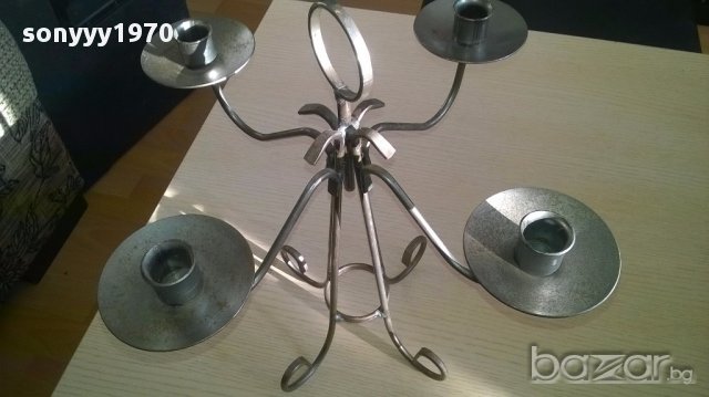 Голям метален свещник-36/36см-внос швеицария, снимка 3 - Антикварни и старинни предмети - 13487854