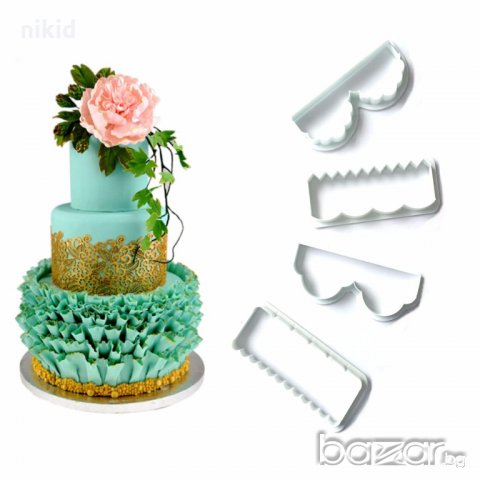 4 бр големи резци широк борд рамки пластмасови за декор торта фондан