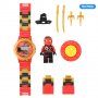 Детски часовник с играчка фигурка тип Лего Нинджаго нинджа червена, снимка 1