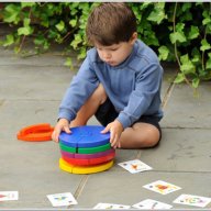 Circleset Montessori Дървени кръгове игра с карти Rainbow Монтесори дървени играчки, снимка 10 - Образователни игри - 18586716