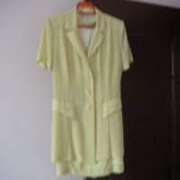 Ефирен дамски костюм – рокля и сако в бледо жълто Отличен Подарък!, снимка 2 - Комплекти - 25451244