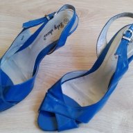  Lily shoes - сини летни обувки с ток, снимка 1 - Чехли - 14473548