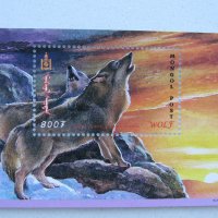 Вълк-блок марки, 2000 г., Монголия , снимка 2 - Филателия - 21575735