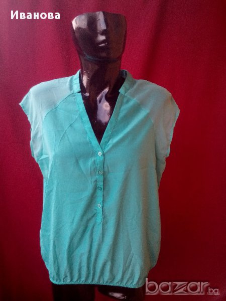 Тюркоазен потник от шифон Л, снимка 1