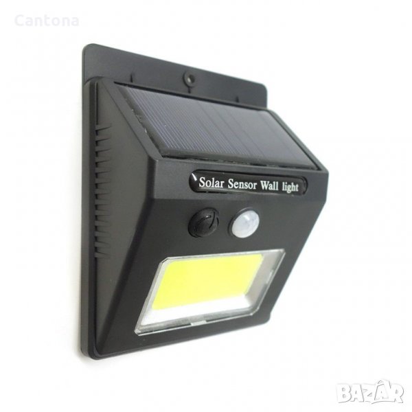 Соларен прожектор с 24 COB LED 10 W за стенен монтаж с PIR датчик за движение, снимка 1