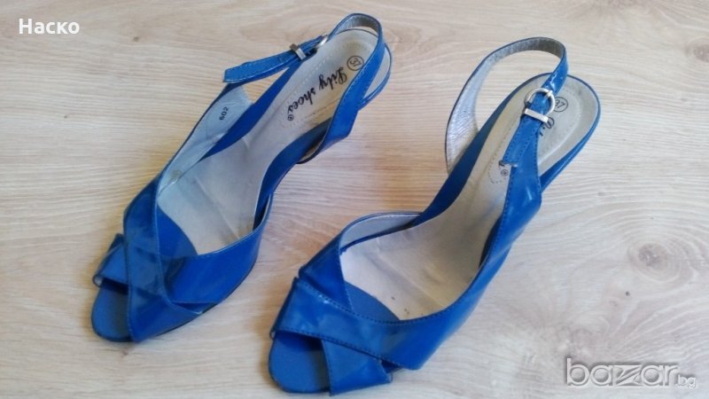  Lily shoes - сини летни обувки с ток, снимка 1