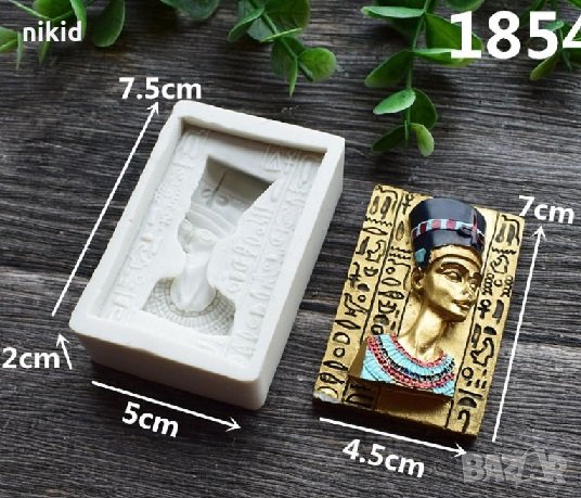 Нефертити Египет силиконов молд форма декор украса торта фондан гипс сапун тесто отливка, снимка 1